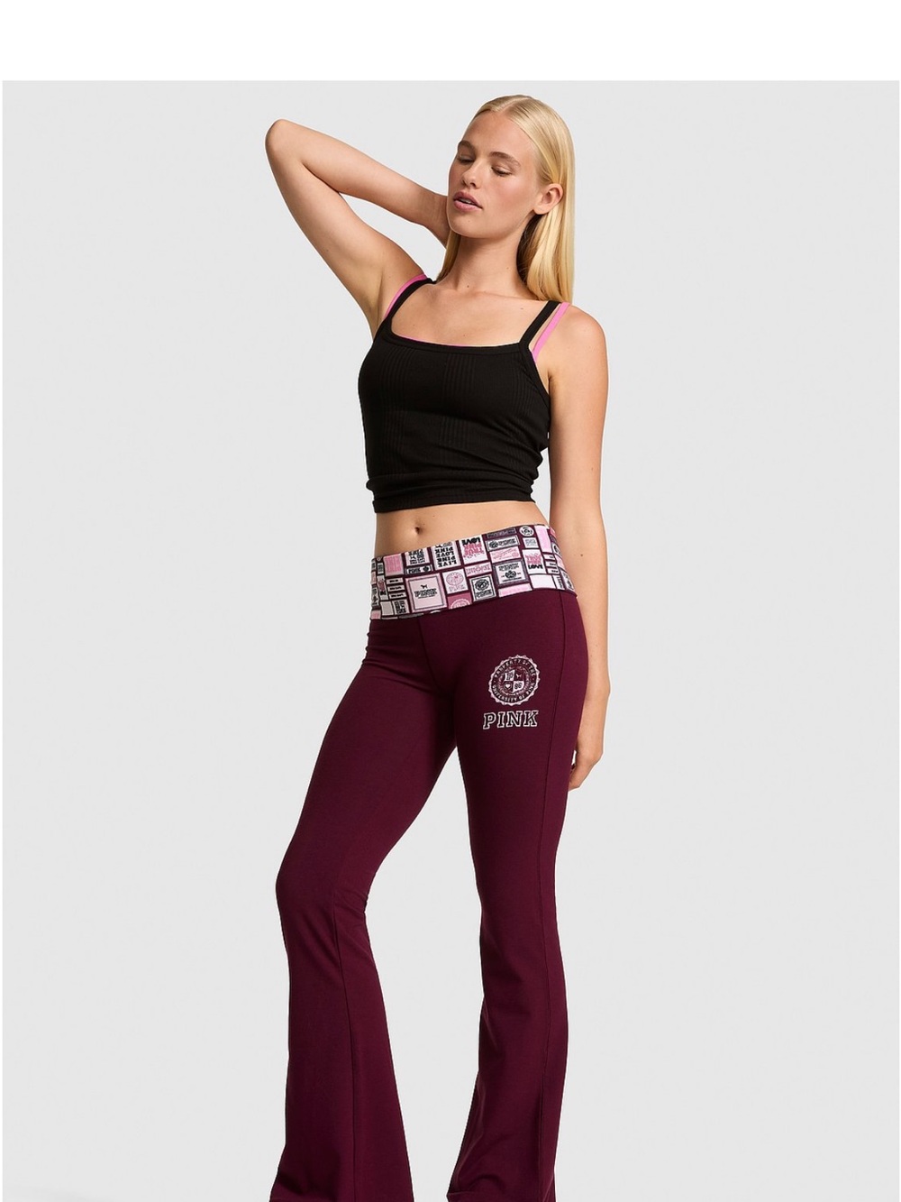 NWT Burgundy Flare Lounge Pants with Printed Waistband